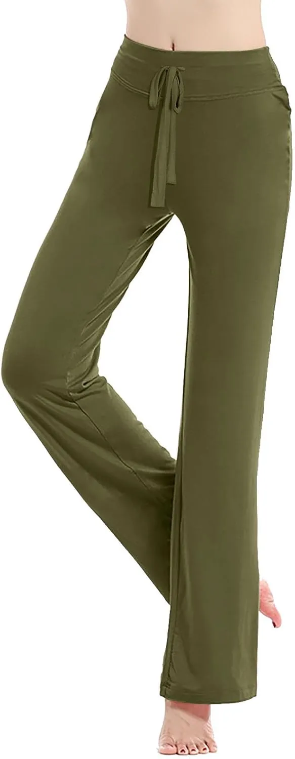 BOXIACEY Wide Leg Yoga Pants for Women - High Waist Tummy Control Loose Pants for Gym & Workout