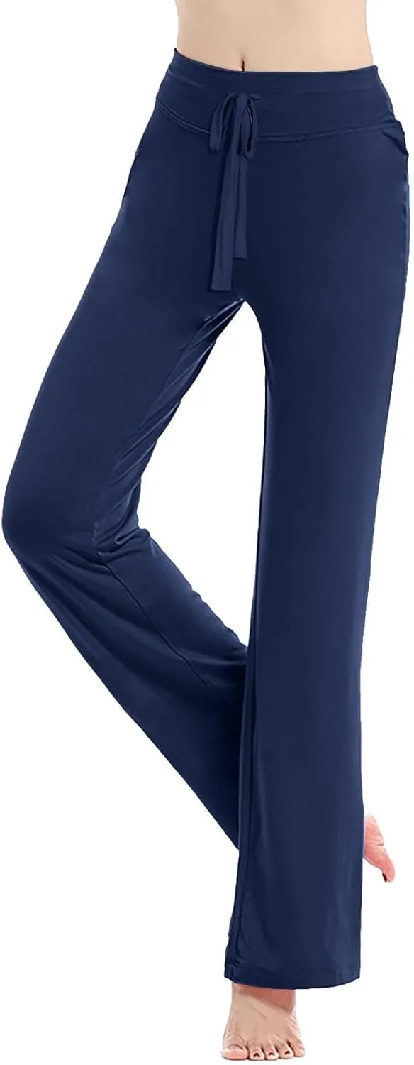 BOXIACEY Wide Leg Yoga Pants for Women - High Waist Tummy Control Loose Pants for Gym & Workout