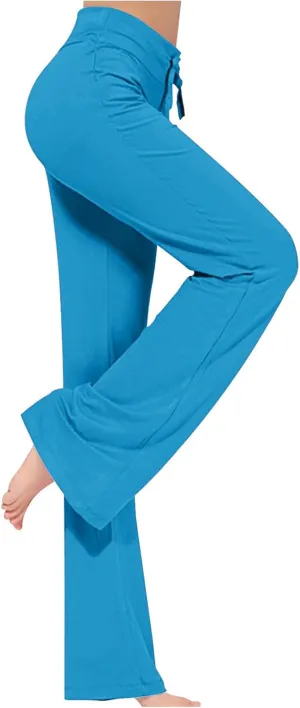 BOXIACEY Wide Leg Yoga Pants for Women - High Waist Tummy Control Loose Pants for Gym & Workout