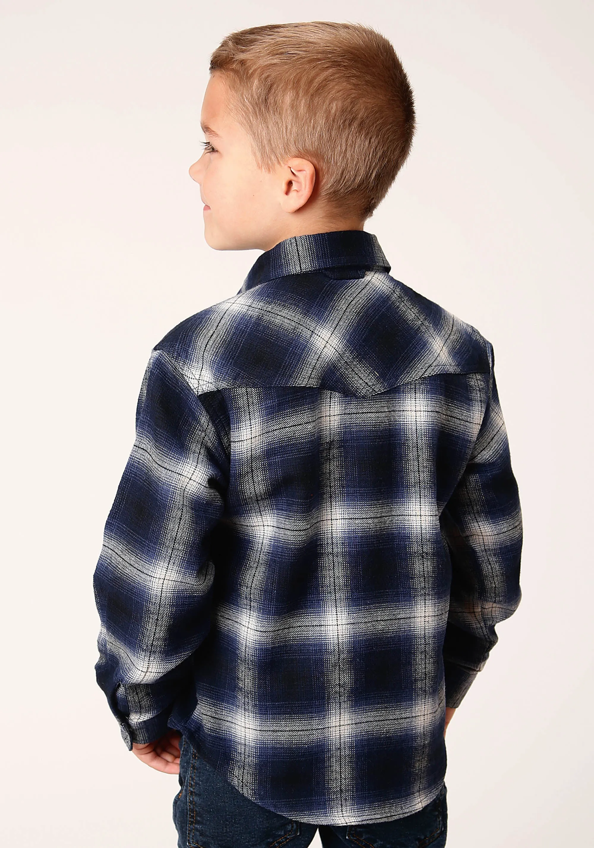 BOYS LONG SLEEVE SNAP UNLINED FLANNEL SHIRTS WESTERN SHIRT