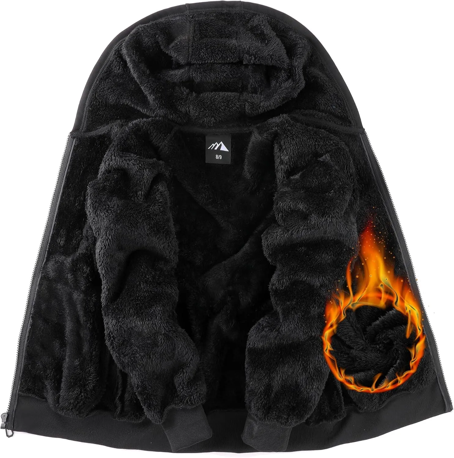 Boy's Zip Up Hoodie Heavyweight Winter Sweatshirt Fleece Sherpa Lined Warm Jacket