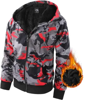 Boy's Zip Up Hoodie Heavyweight Winter Sweatshirt Fleece Sherpa Lined Warm Jacket