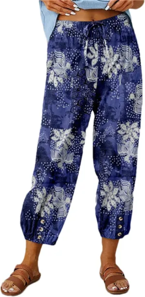Bozanly Women's Casual Lantern Harem Loose Capris Pants Summer Yoga Slacks Trousers with Pockets