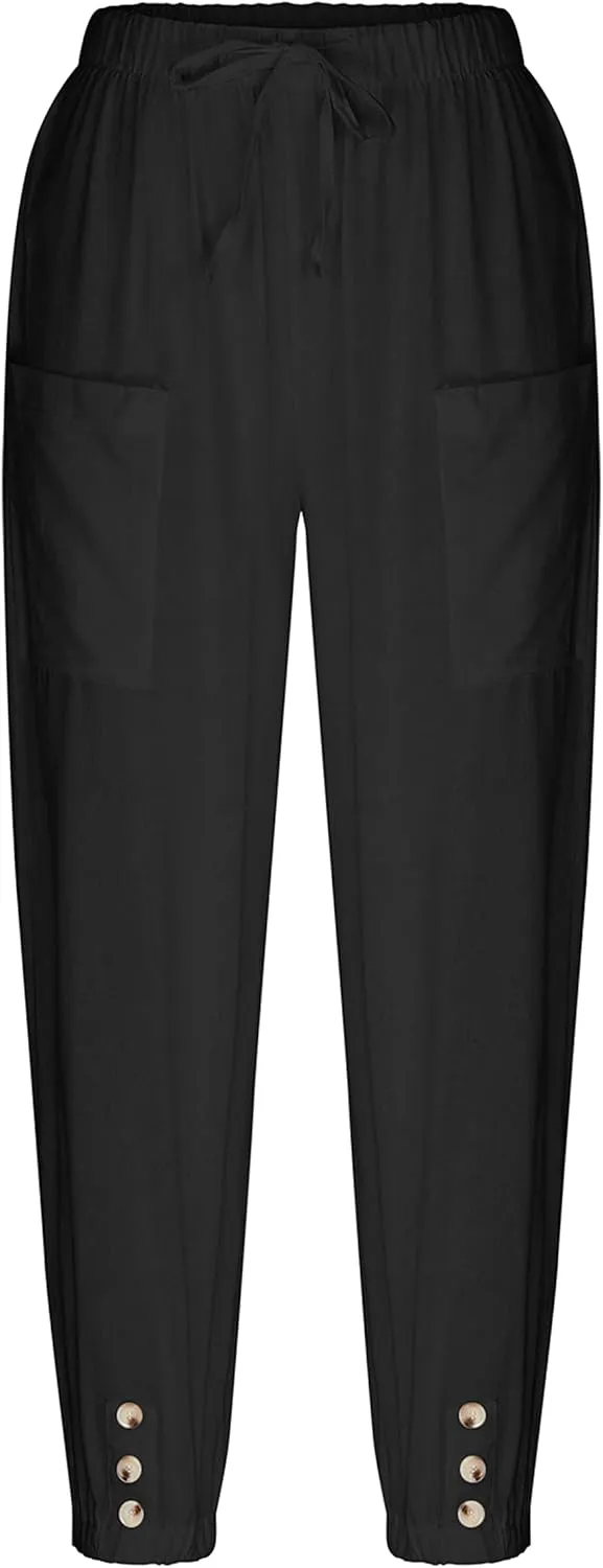 Bozanly Women's Casual Lantern Harem Loose Capris Pants Summer Yoga Slacks Trousers with Pockets