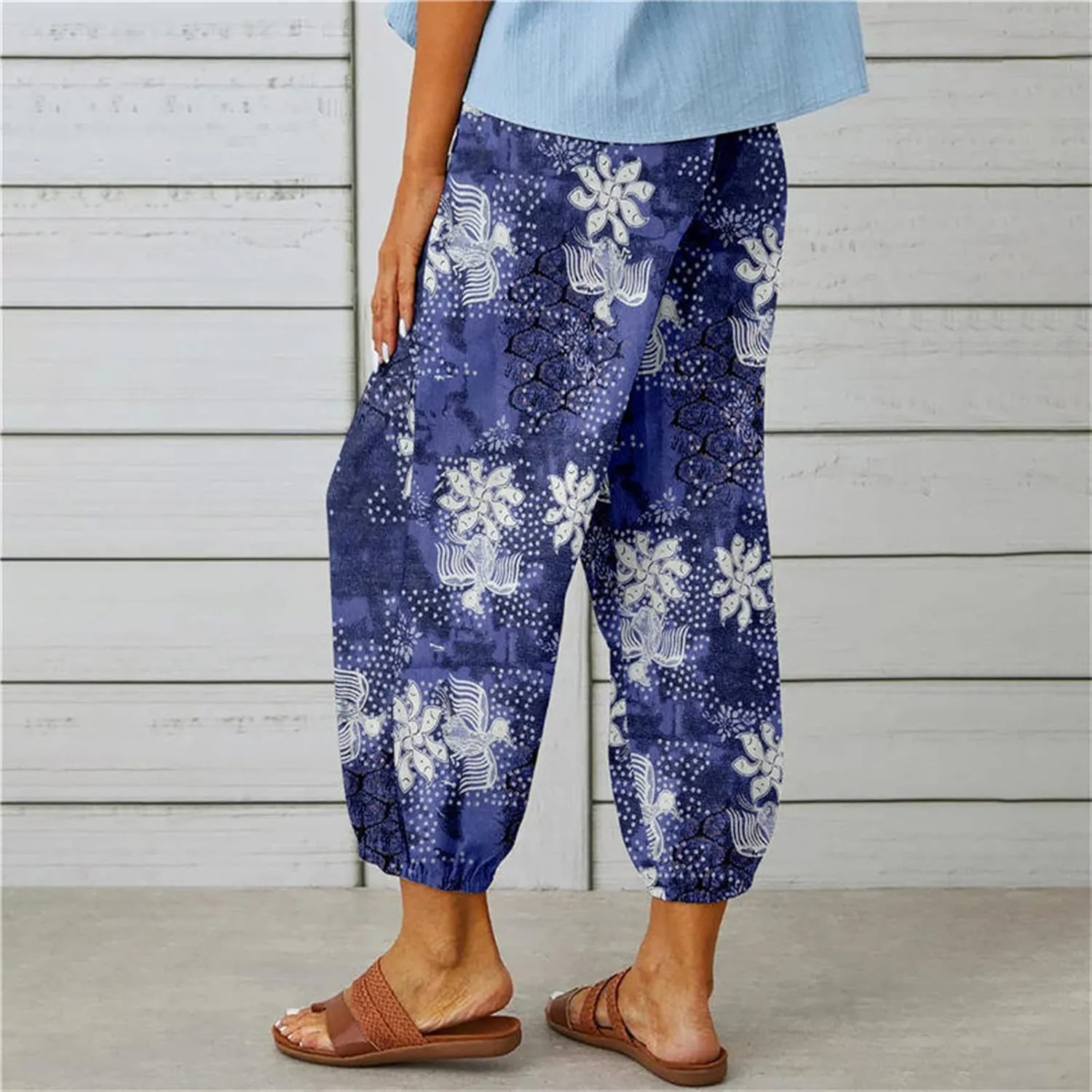 Bozanly Women's Casual Lantern Harem Loose Capris Pants Summer Yoga Slacks Trousers with Pockets