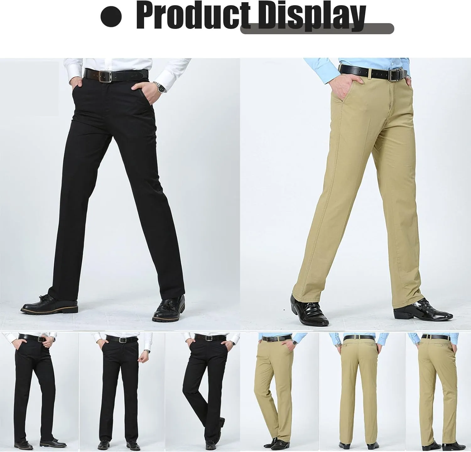 Calormas Mens Pants, Timelessflex - Men's High Stretch Straight Fit Pants, Timelessflex Mens Pants, Casual Suit Pants