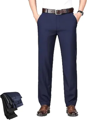 Calormas Mens Pants, Timelessflex - Men's High Stretch Straight Fit Pants, Timelessflex Mens Pants, Casual Suit Pants