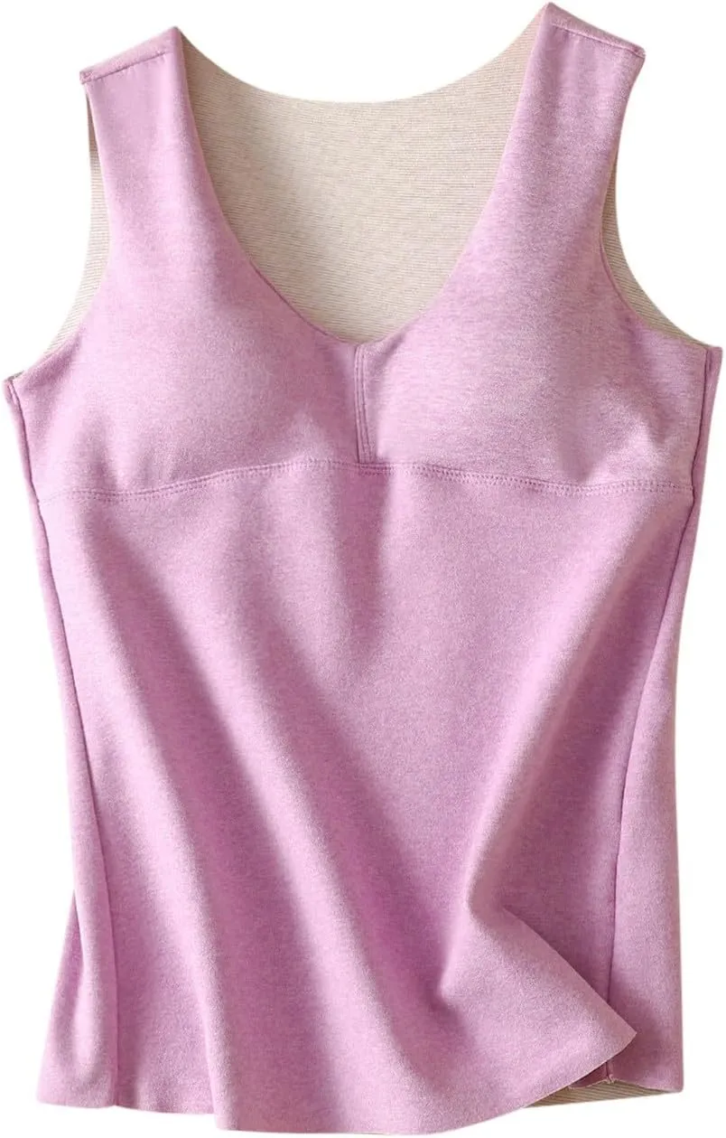 Camisole Tops for Women Built In Bra Sexy V Neck Tank Tops Slim Fit Crop Underwear Tops Lightweight Thermal Tops