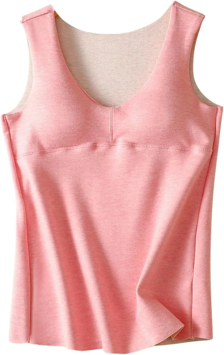 Camisole Tops for Women Built In Bra Sexy V Neck Tank Tops Slim Fit Crop Underwear Tops Lightweight Thermal Tops