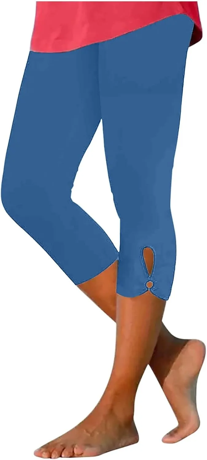 Capri Leggings for Women 2025 Stretch Capri Pants Plus Size Capris Summer Capris High Waisted Soft Yoga Pants Trendy