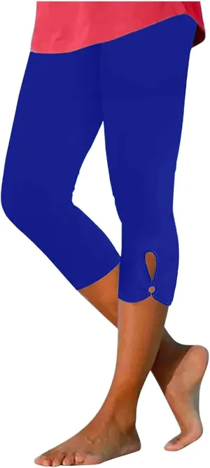 Capri Leggings for Women Tummy Control High Waisted Yoga Pants Comfy Stretchy Leggings Summer Plus Size Workout Pants