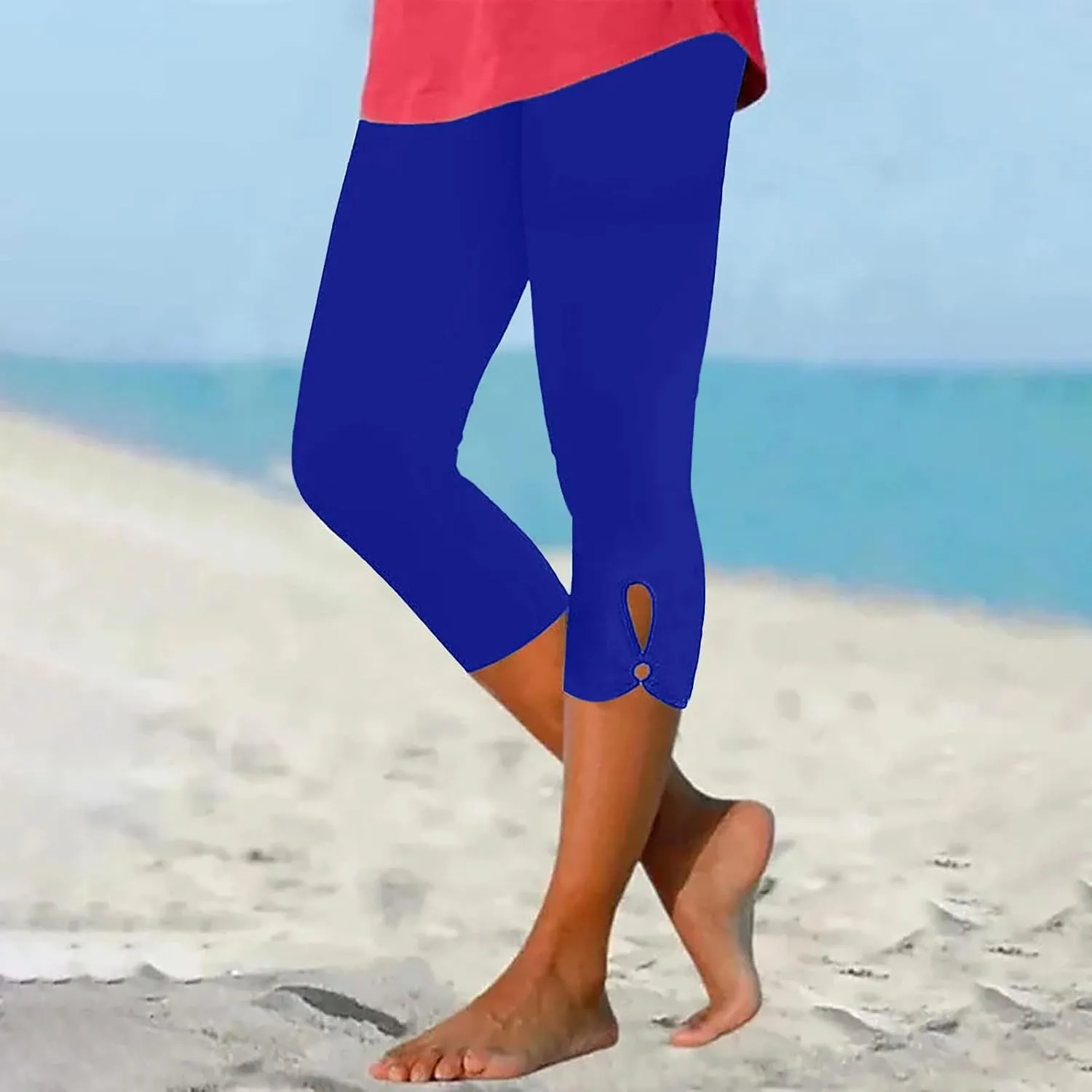 Capri Leggings for Women Tummy Control High Waisted Yoga Pants Comfy Stretchy Leggings Summer Plus Size Workout Pants