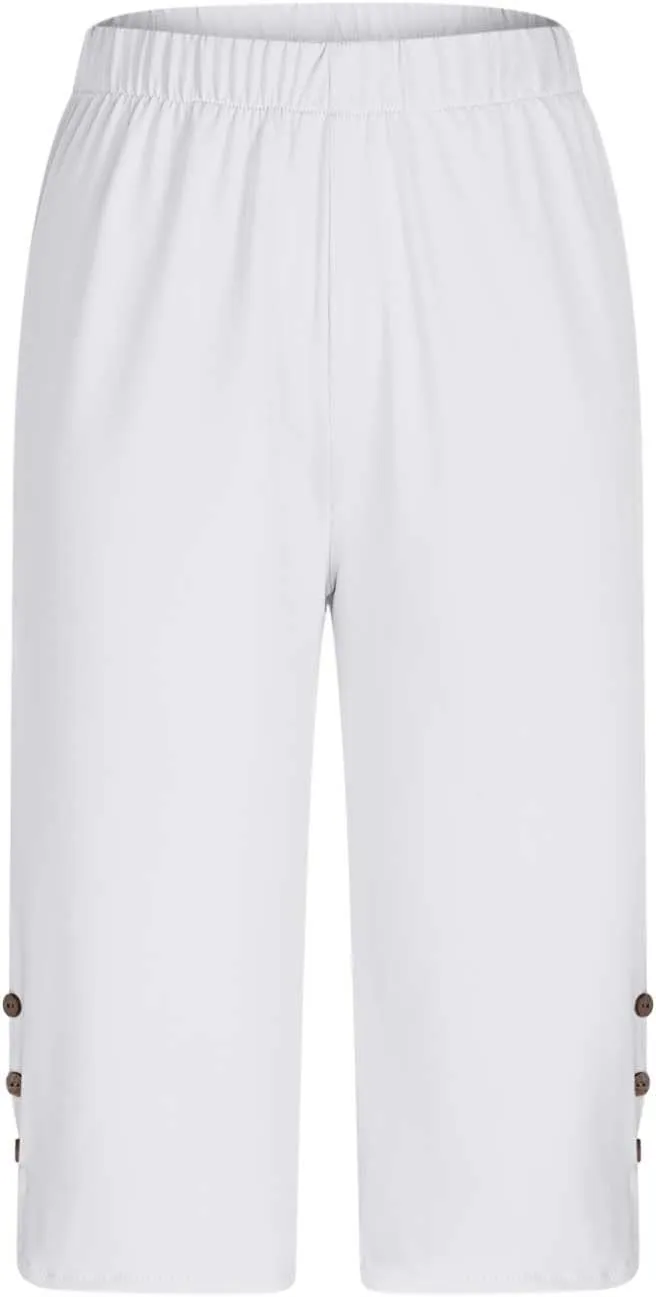 Capri Pants for Women Casual Summer Cropped Pants Plus Size Elastic Waist Capris Comfy Workout Loose Yoga Pants