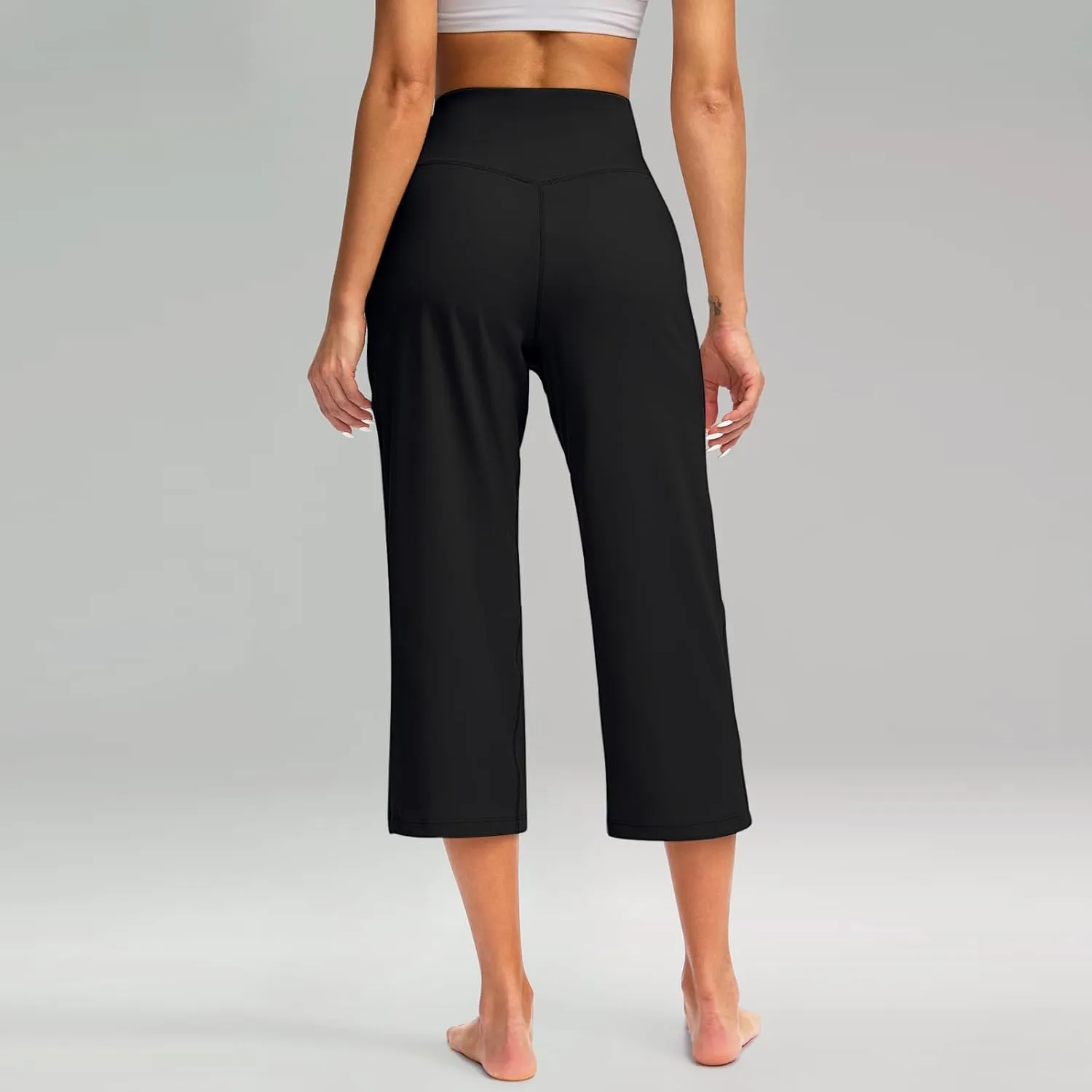 Capri Pants for Women Summer Wide Leg Capri Pants with Pockets Tummy Control Yoga Capris Plus Size Cropped Pant