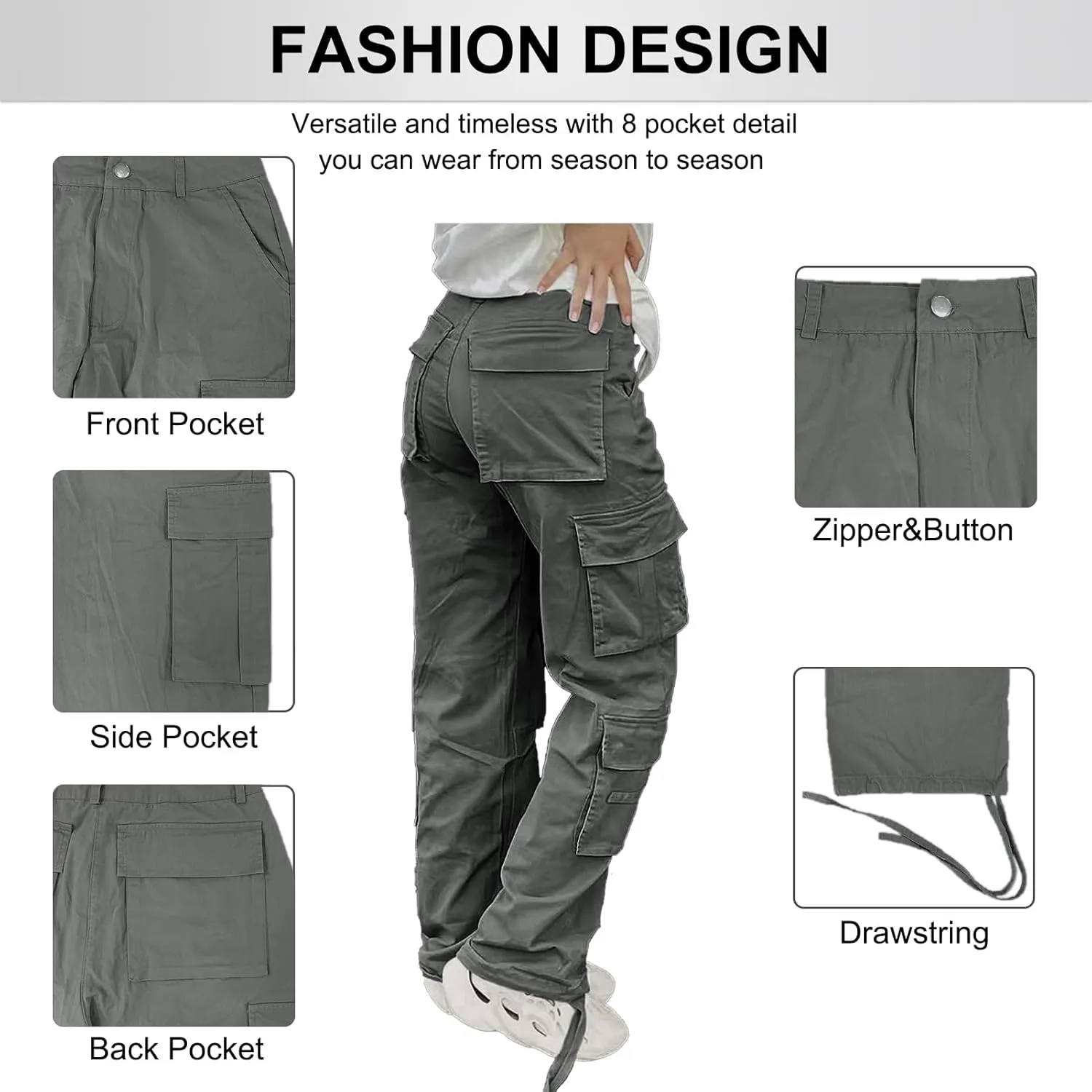 Cargo Pants for Women High Waisted Casual Pants Baggy Y2k Straight Wide Leg Pants with Pockets Streetwear
