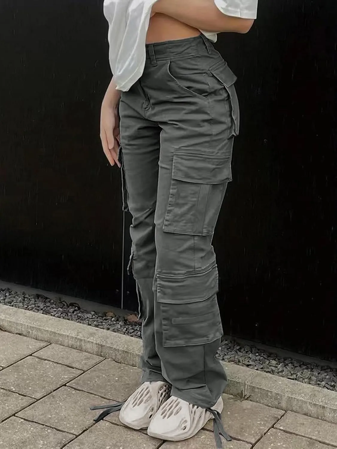 Cargo Pants for Women High Waisted Casual Pants Baggy Y2k Straight Wide Leg Pants with Pockets Streetwear