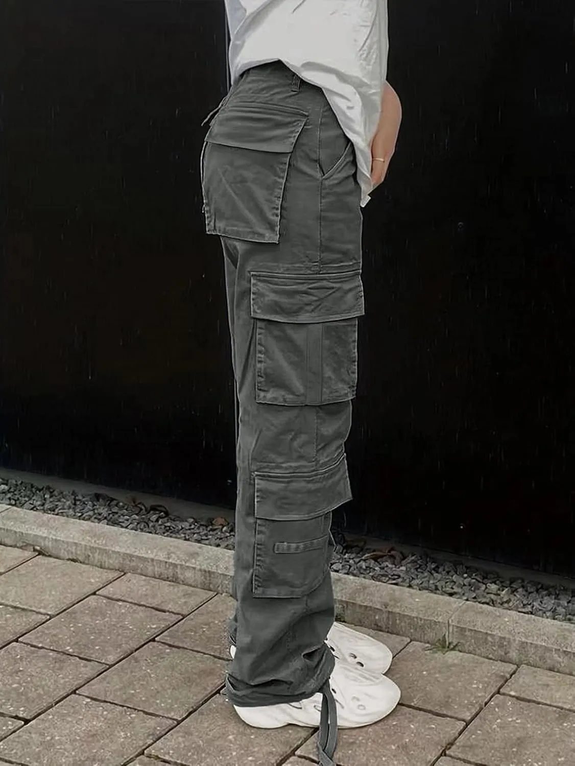 Cargo Pants for Women High Waisted Casual Pants Baggy Y2k Straight Wide Leg Pants with Pockets Streetwear