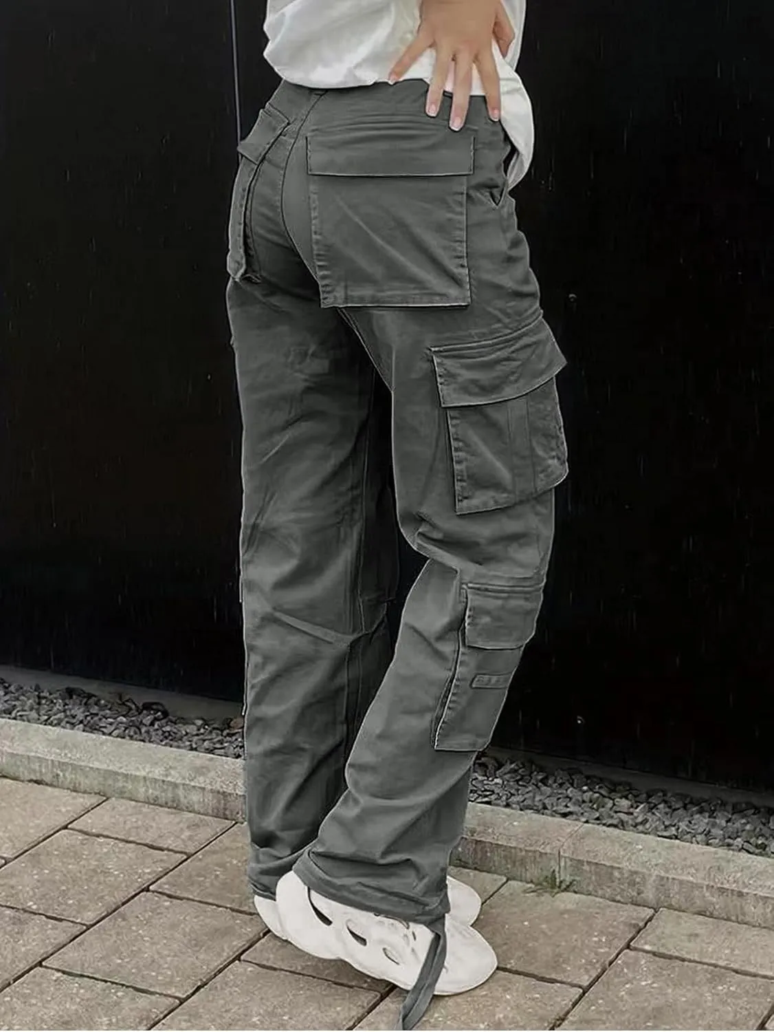 Cargo Pants for Women High Waisted Casual Pants Baggy Y2k Straight Wide Leg Pants with Pockets Streetwear