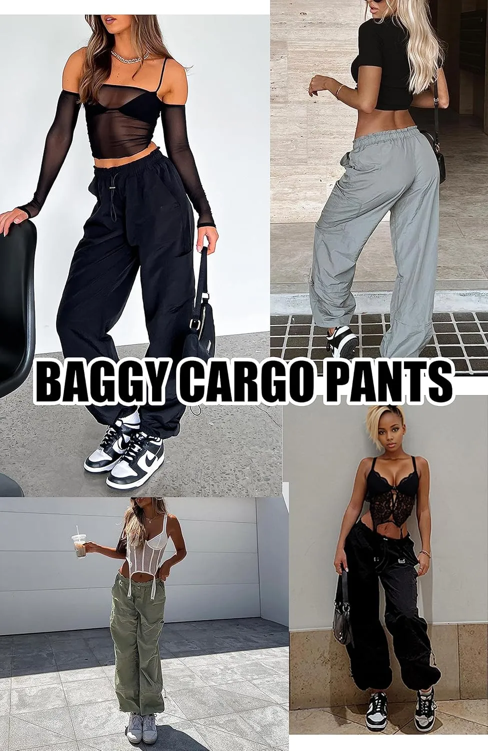 Cargo Pants Women Baggy - Parachute Pants for Women, Rave Pants Y2K Pants, Festival Outfits for Women