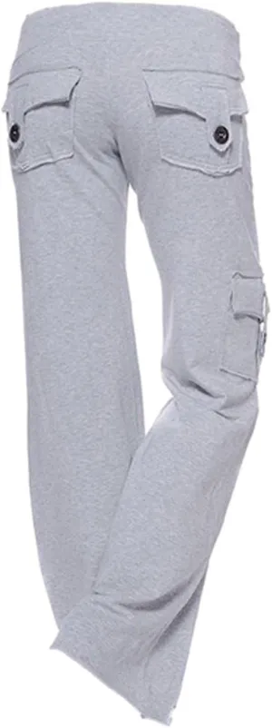 Cargo Yoga Pants for Women Straight Leg Pants with Pockets Bootcut Wide Leg Pants Lightweight Pajama Bottoms Sleepwear