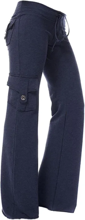 Cargo Yoga Pants for Women Straight Leg Pants with Pockets Bootcut Wide Leg Pants Lightweight Pajama Bottoms Sleepwear