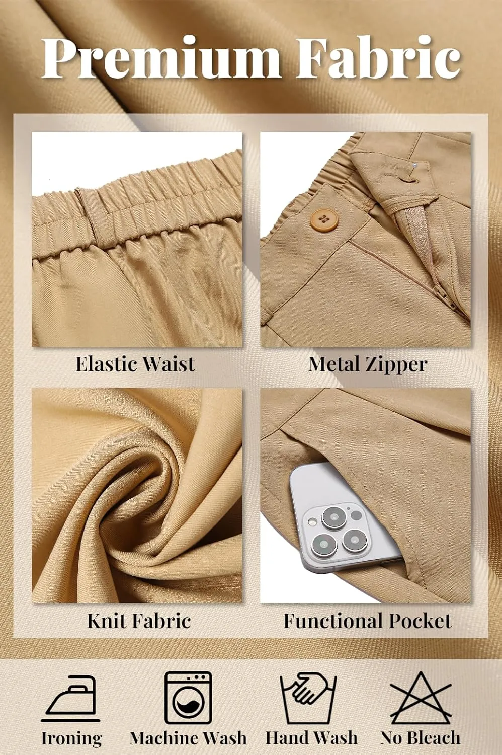 Casual Work Pants Women High Waisted with Pockets Ankle Length Business Traped Slacks Pants Trousers
