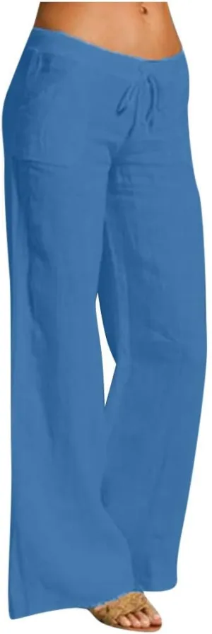 Ceboyel Womens Straight Wide Leg Line Pants Drawstring Cotton Palazzo Pants High Waist Lounge Trousers Boho Summer Outfits