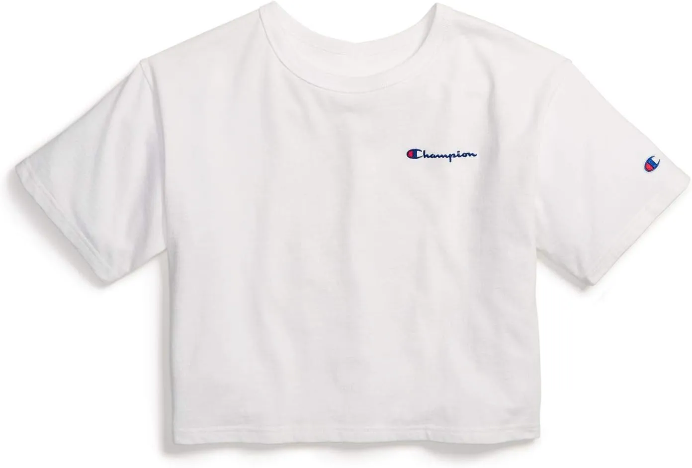 Champion Women's Cropped Reverse Weave Crew, Left Chest C