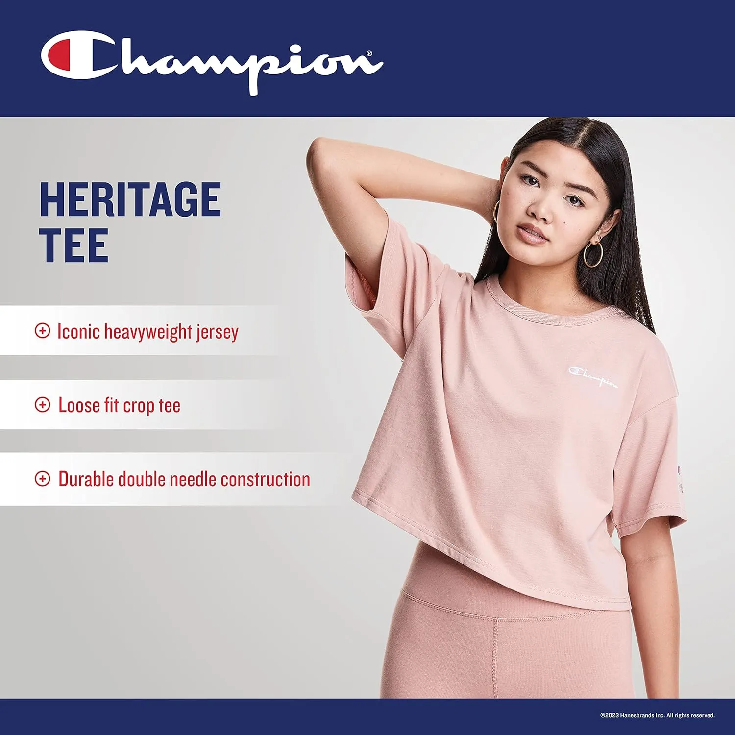 Champion Women's Cropped Reverse Weave Crew, Left Chest C