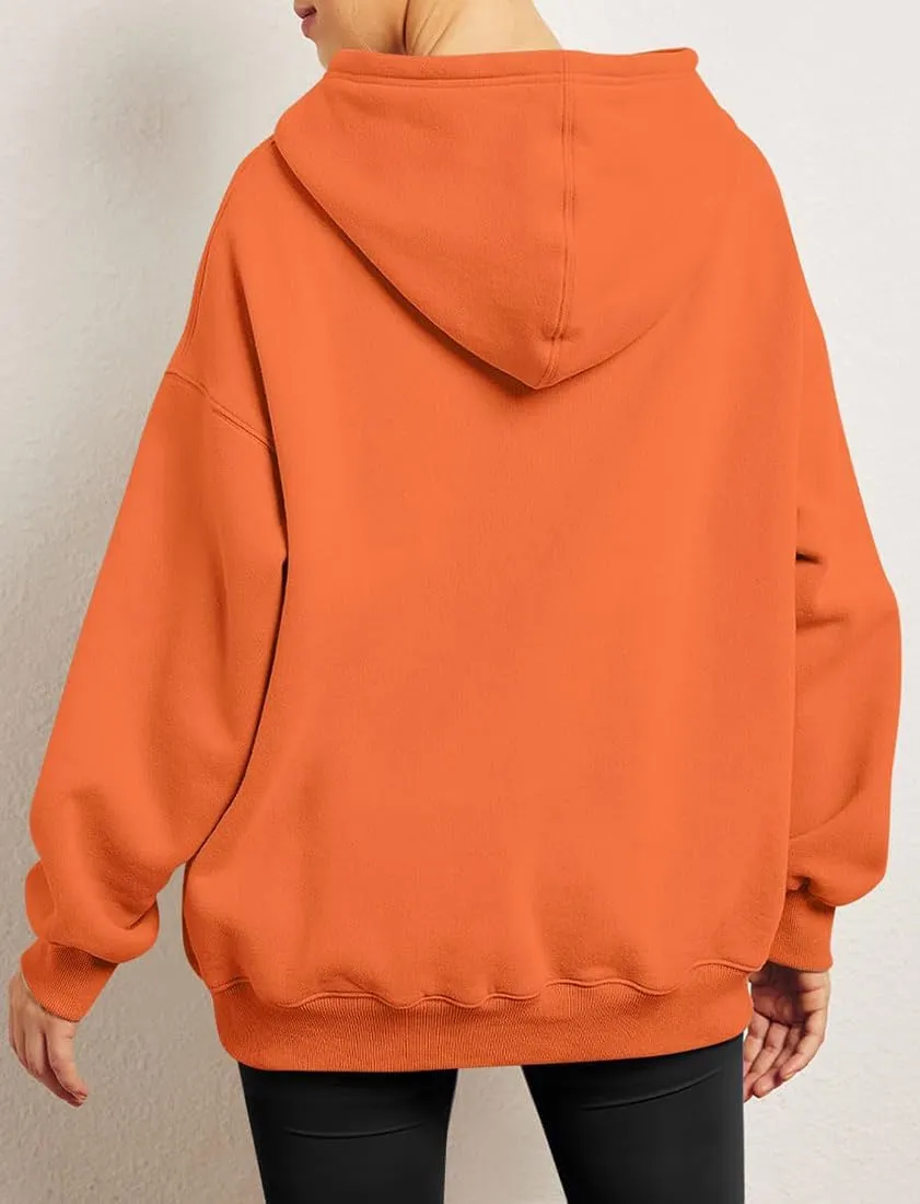 Chaos World Women's Long Sleeve Oversized Pullover Solid Color Y2K Hoodie Fall Winter Sweatshirt with Pocket