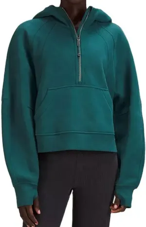 CHARTOU Women Zip Up Hoodie Oversized Sweatshirt Hooded Quarter Zip Pullover Cute Hoodies Y2k Fleece Hoodie