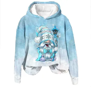 Christmas Gnome Hoodie for Women Fleece Lined Pullover Oversized Long Sleeve Winter Graphic Hooded Sweatshirt Top