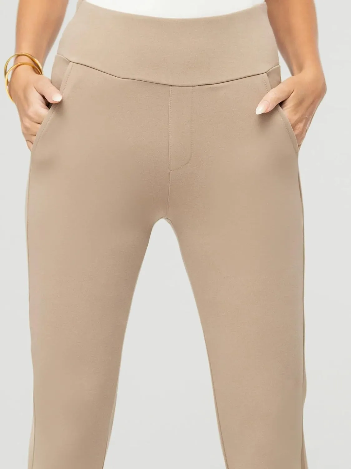 Conceited Dress Pants for Women with Pockets - Stretch Ponte Fabric - Wear to Work - Tummy Control (Available in Plus Size)
