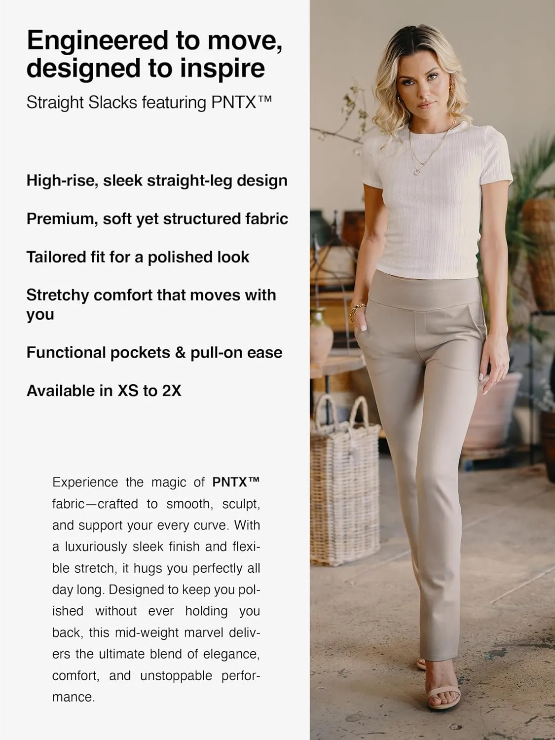 Conceited Dress Pants for Women with Pockets - Stretch Ponte Fabric - Wear to Work - Tummy Control (Available in Plus Size)