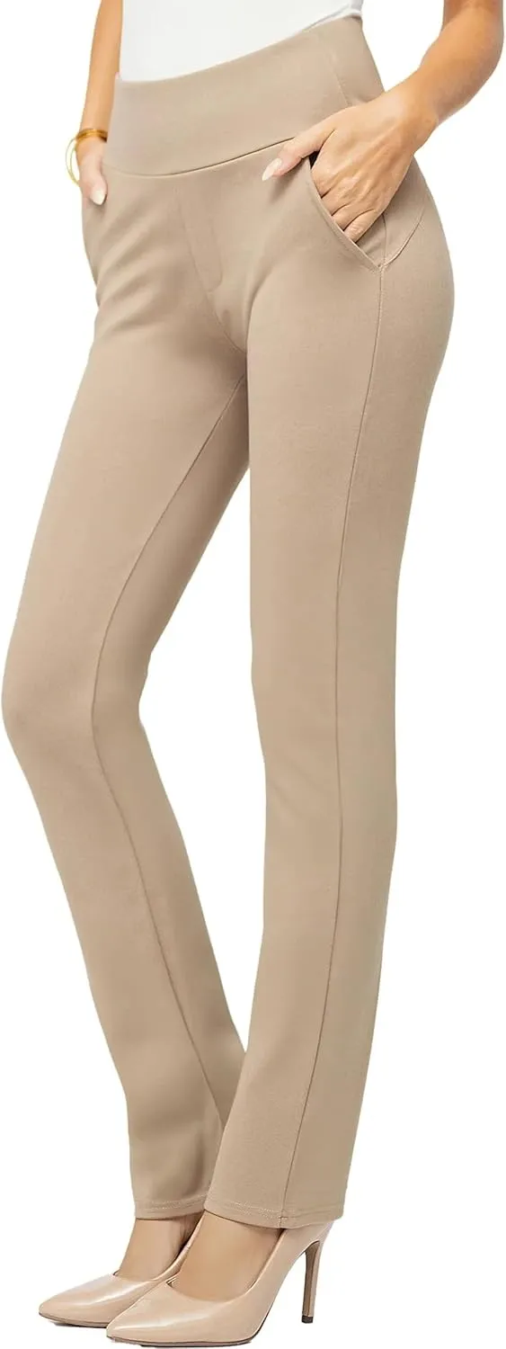 Conceited Dress Pants for Women with Pockets - Stretch Ponte Fabric - Wear to Work - Tummy Control (Available in Plus Size)