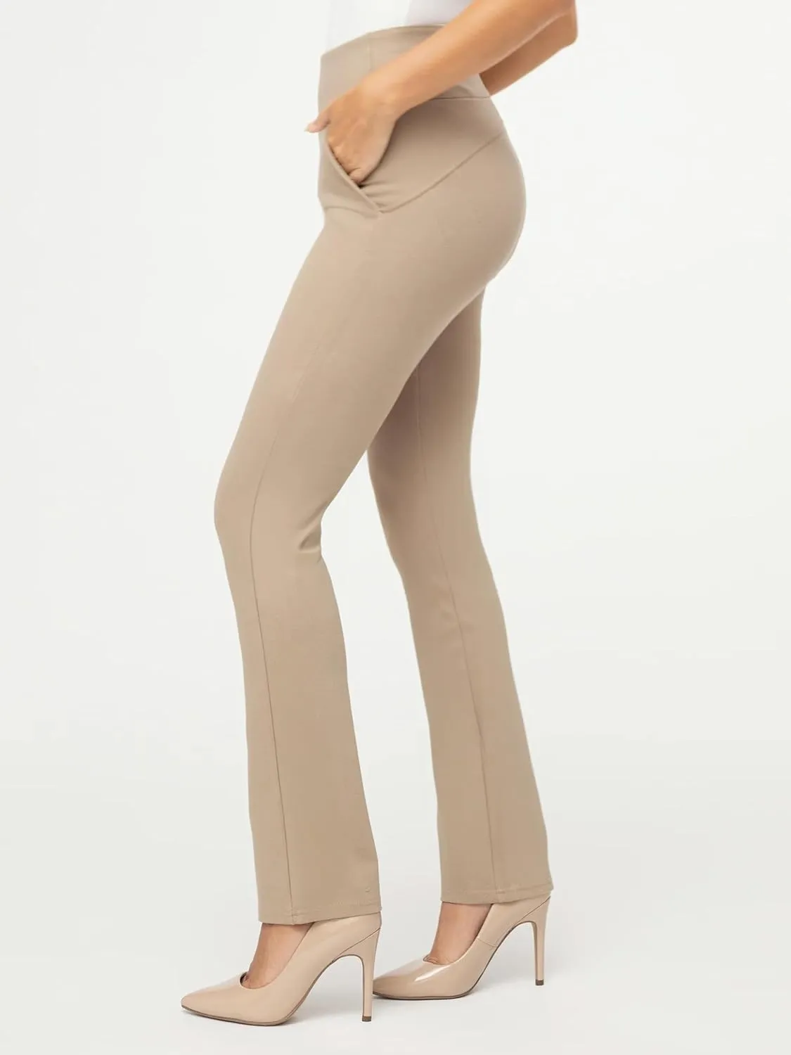 Conceited Dress Pants for Women with Pockets - Stretch Ponte Fabric - Wear to Work - Tummy Control (Available in Plus Size)