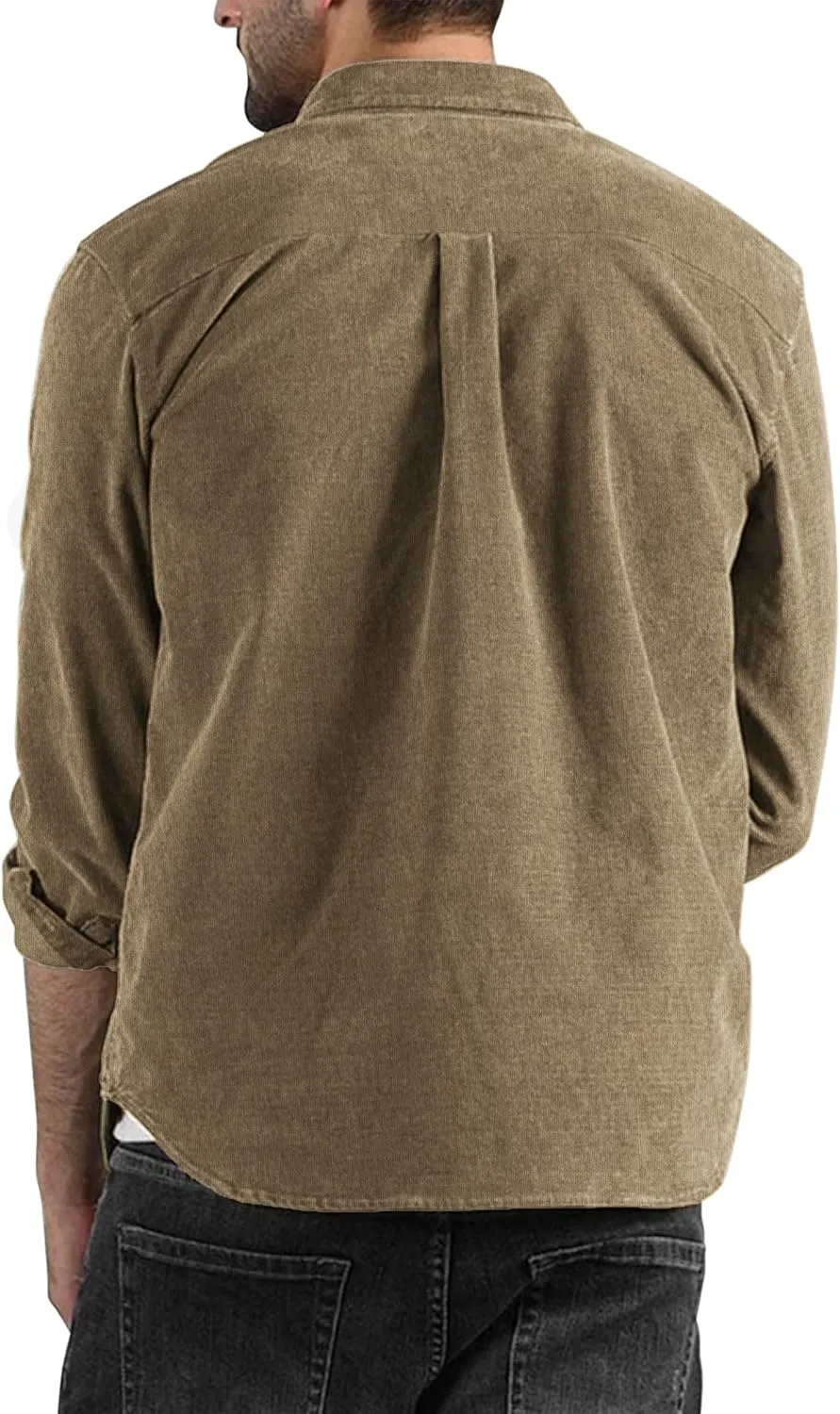 COOFANDY Men's Corduroy Shirt Casual Long Sleeve Button Down Lightweight Jacket Fall Textured Shacket