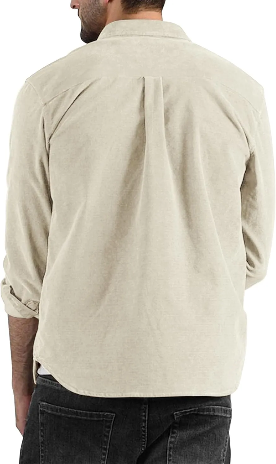 COOFANDY Men's Corduroy Shirt Casual Long Sleeve Button Down Lightweight Jacket Fall Textured Shacket