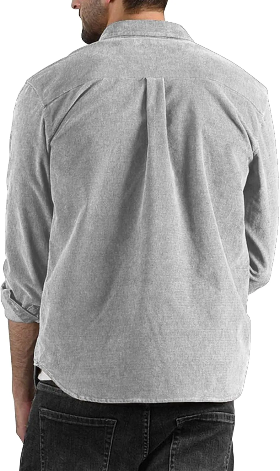 COOFANDY Men's Corduroy Shirt Casual Long Sleeve Button Down Lightweight Jacket Fall Textured Shacket