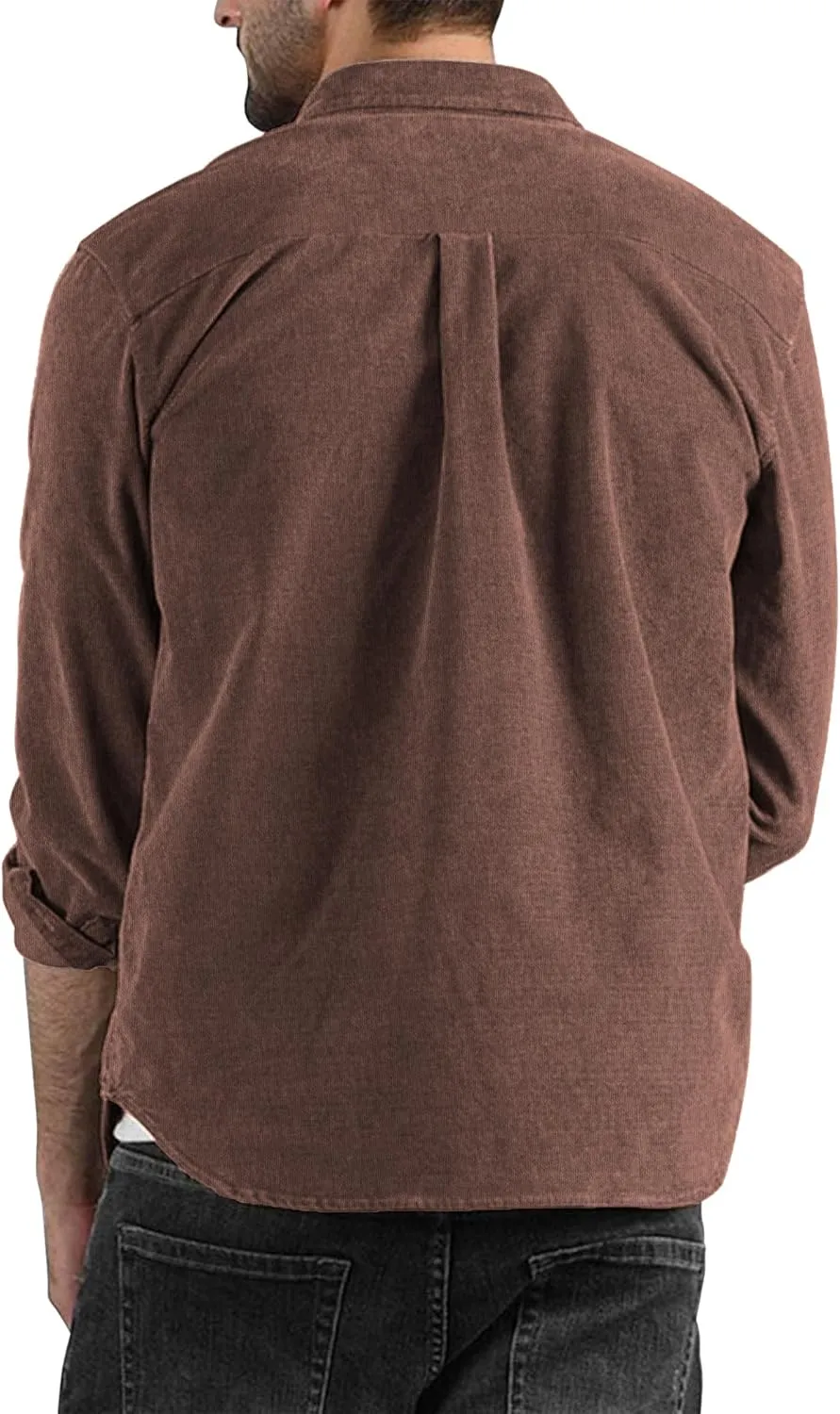 COOFANDY Men's Corduroy Shirt Casual Long Sleeve Button Down Lightweight Jacket Fall Textured Shacket