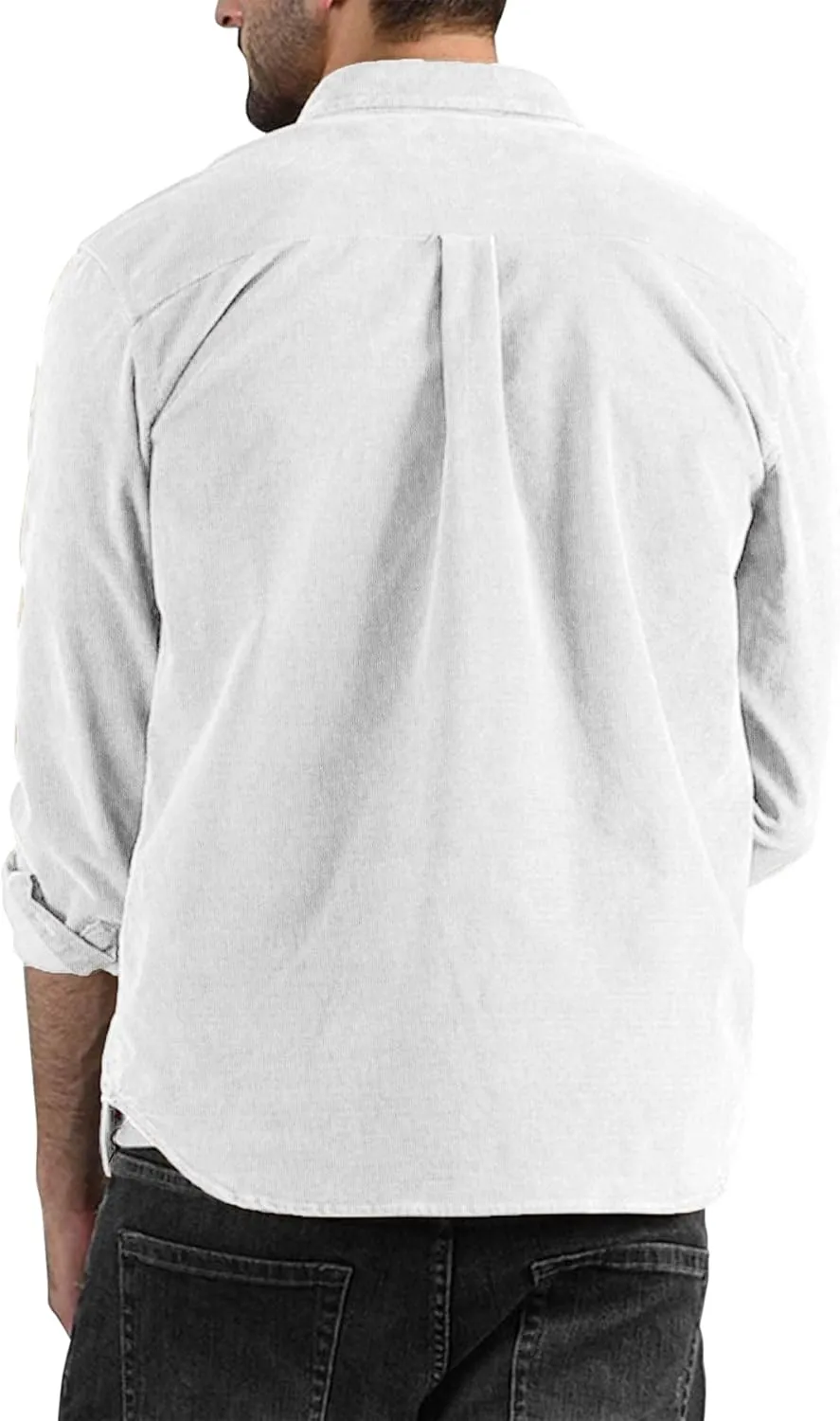 COOFANDY Men's Corduroy Shirt Casual Long Sleeve Button Down Lightweight Jacket Fall Textured Shacket