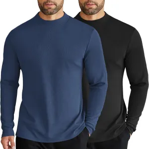 COOFANDY Men's Mock Turtleneck Long Sleeve Shirts Slim Fit Basic T-Shirt Lightweight Ribbed Pullover Sweater