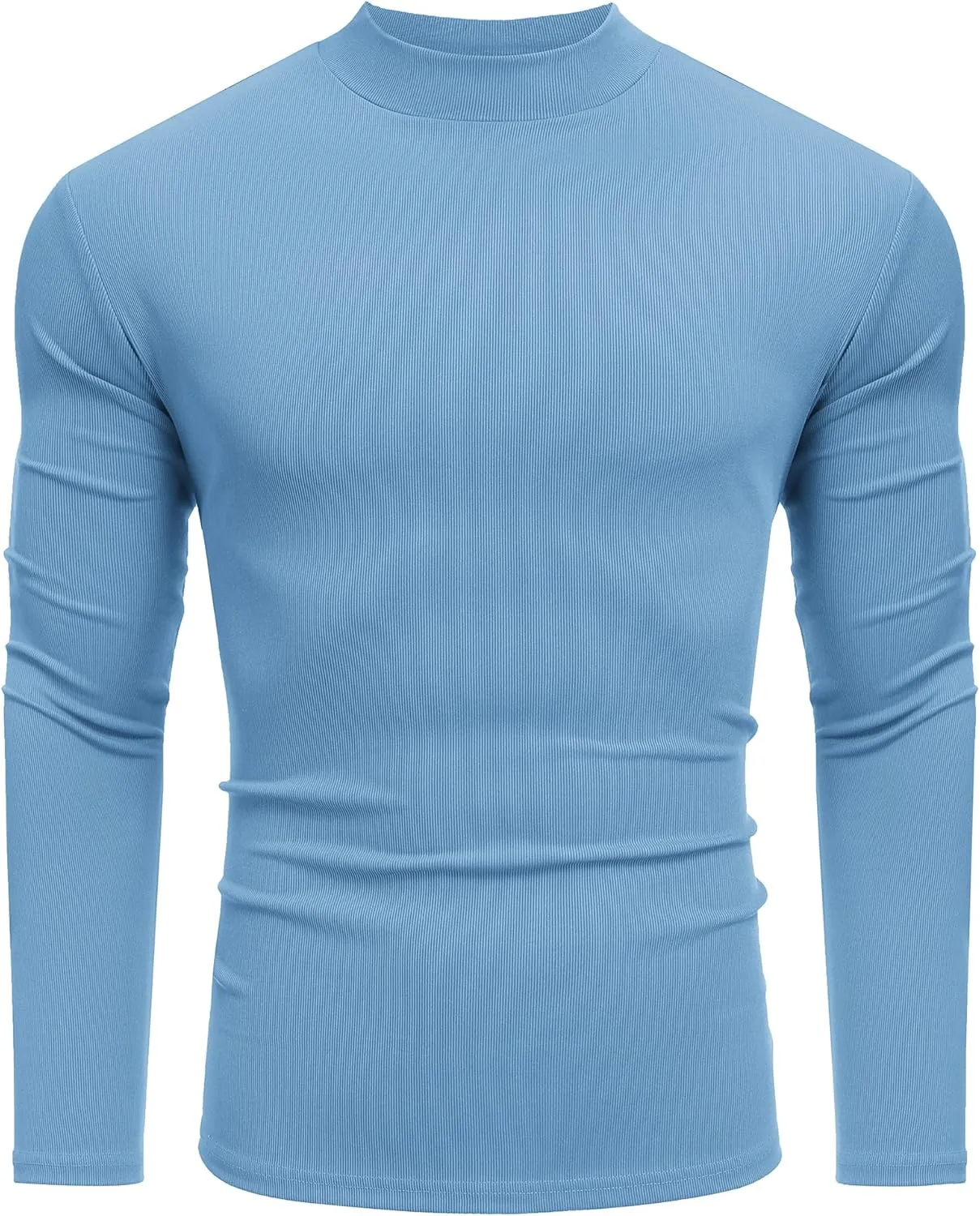 COOFANDY Men's Mock Turtleneck Long Sleeve Shirts Slim Fit Basic T-Shirt Lightweight Ribbed Pullover Sweater