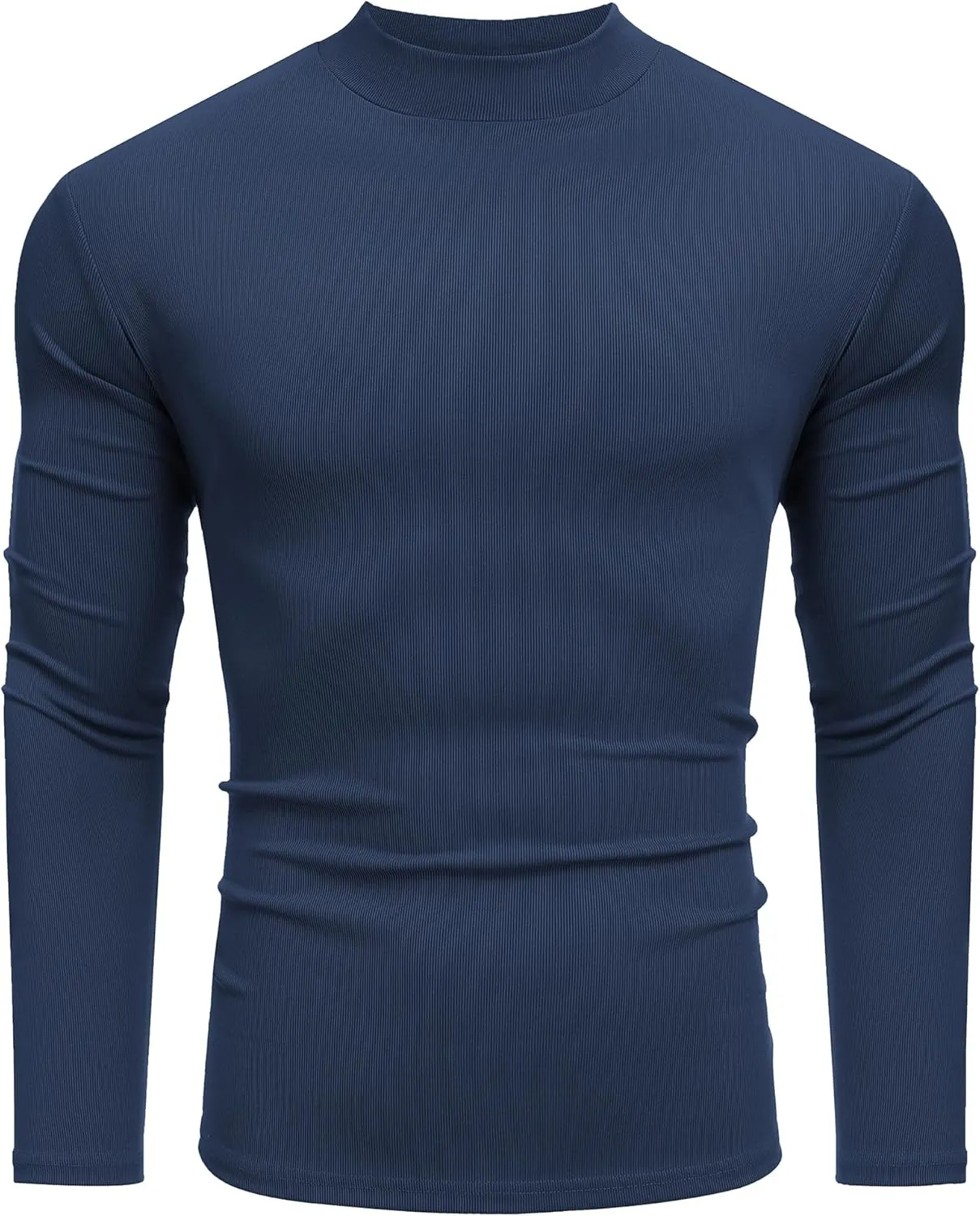 COOFANDY Men's Mock Turtleneck Long Sleeve Shirts Slim Fit Basic T-Shirt Lightweight Ribbed Pullover Sweater