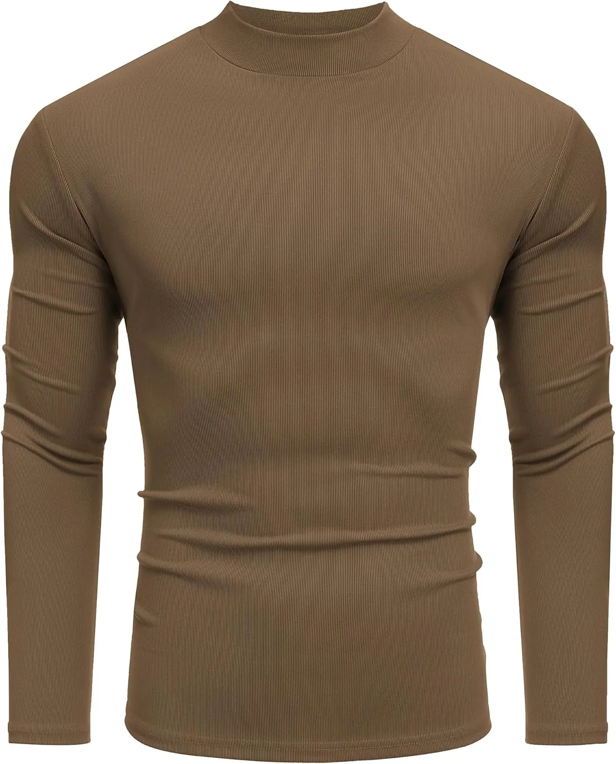 COOFANDY Men's Mock Turtleneck Long Sleeve Shirts Slim Fit Basic T-Shirt Lightweight Ribbed Pullover Sweater