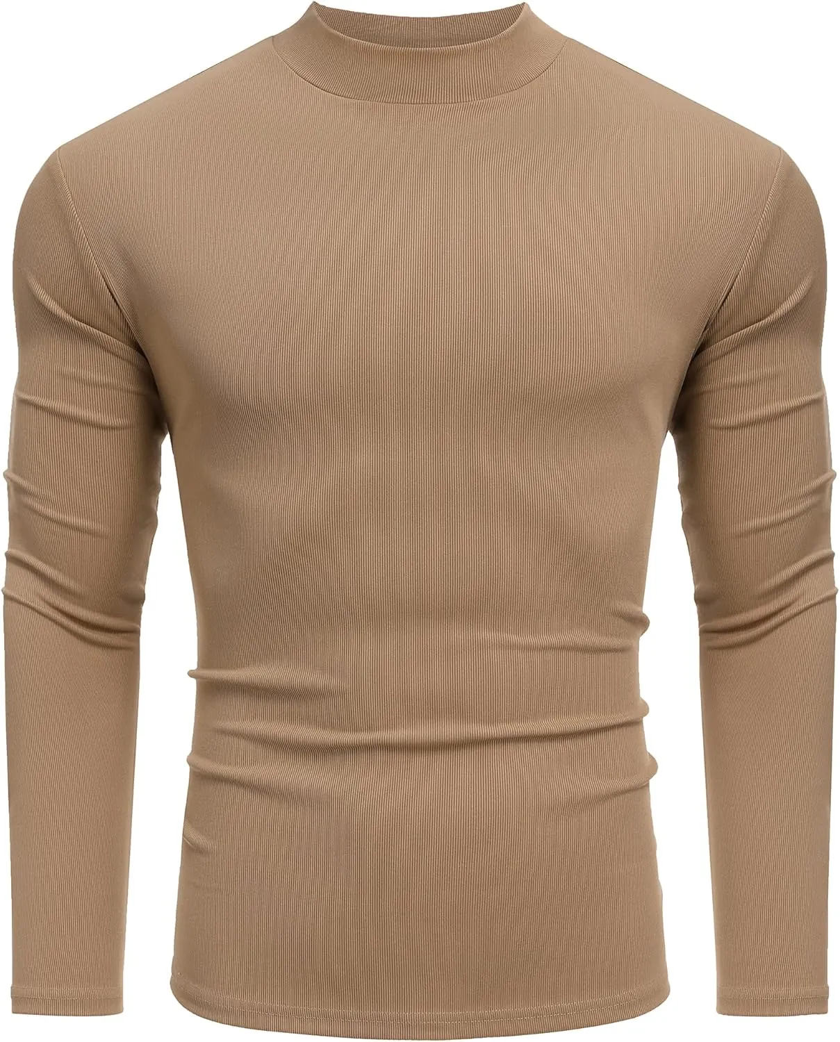 COOFANDY Men's Mock Turtleneck Long Sleeve Shirts Slim Fit Basic T-Shirt Lightweight Ribbed Pullover Sweater