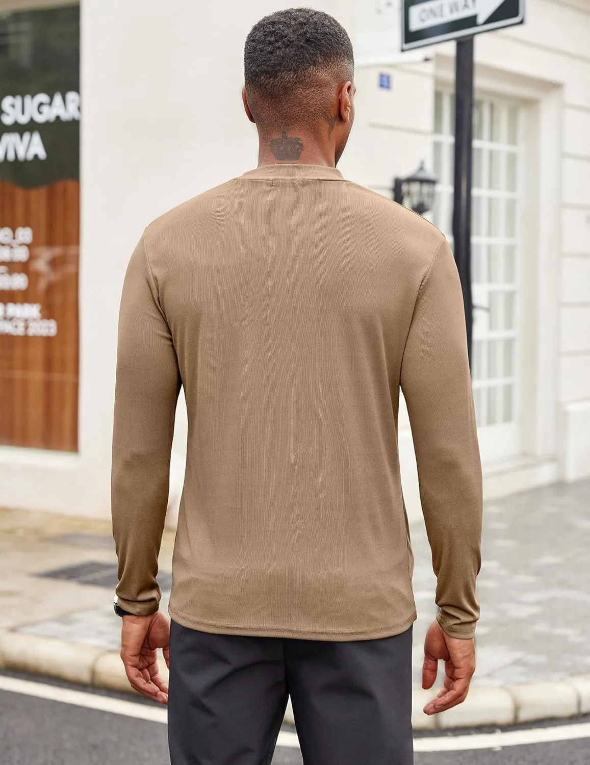 COOFANDY Men's Mock Turtleneck Long Sleeve Shirts Slim Fit Basic T-Shirt Lightweight Ribbed Pullover Sweater