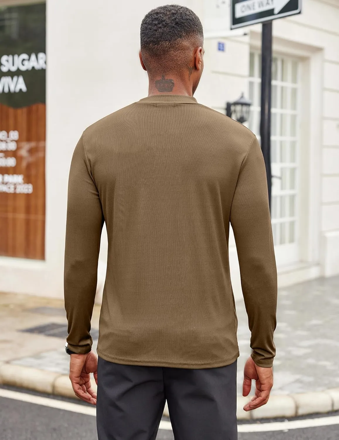 COOFANDY Men's Mock Turtleneck Long Sleeve Shirts Slim Fit Basic T-Shirt Lightweight Ribbed Pullover Sweater