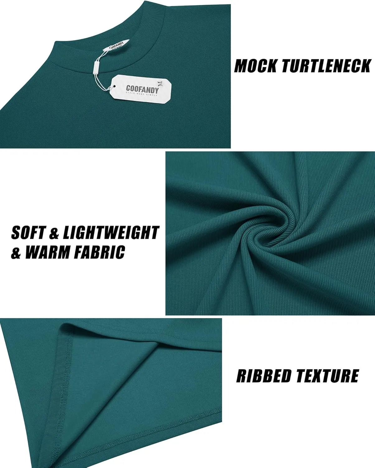 COOFANDY Men's Mock Turtleneck Long Sleeve Shirts Slim Fit Basic T-Shirt Lightweight Ribbed Pullover Sweater