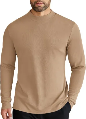 COOFANDY Men's Mock Turtleneck Long Sleeve Shirts Slim Fit Basic T-Shirt Lightweight Ribbed Pullover Sweater